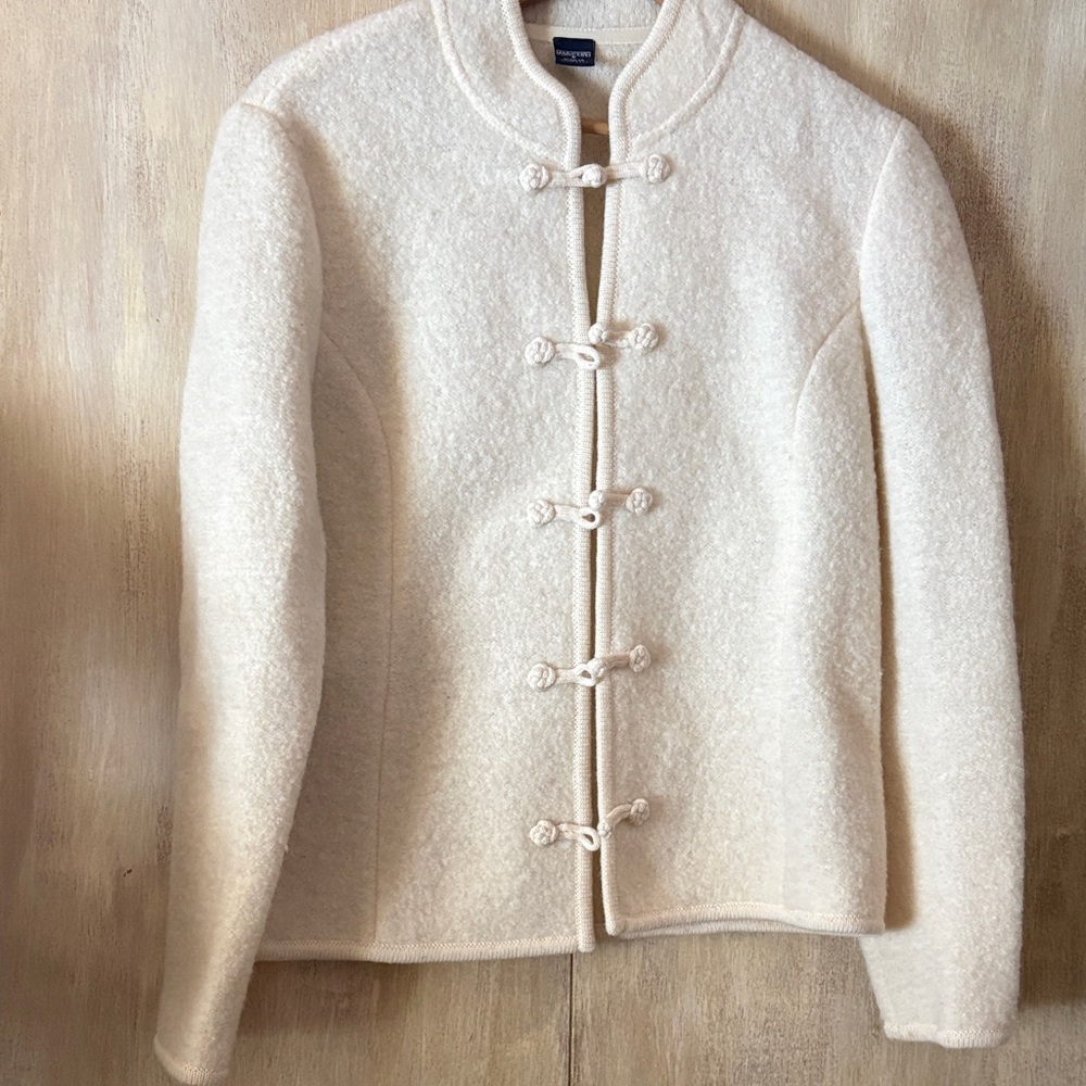 Lands' End Cream Women's Cardigan Sweater jacket size 8